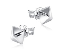 Tetrahedron Shaped Silver Ear Stud STS-5528